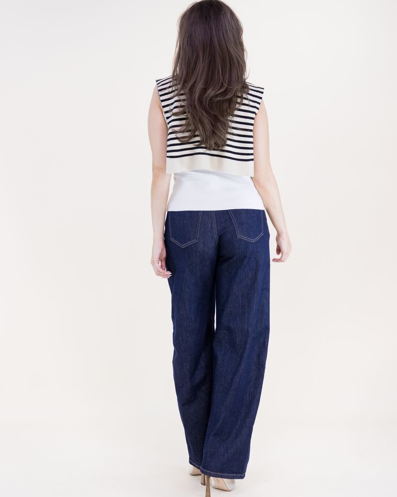 Preppy Mock Sweater - Navy/White