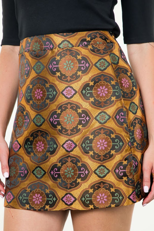 Antique Pattern Skirt - Mustard