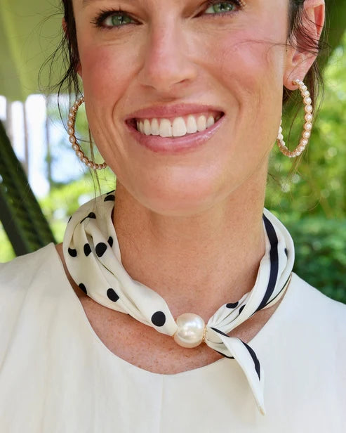 Robyn Pearl Scarf Necklace - Ivory Black