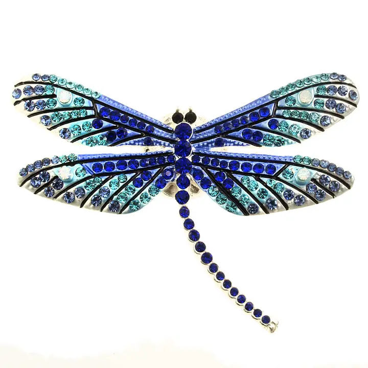 Dragonfly Brooch - Silver Blue