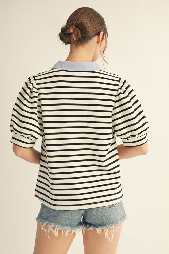 Isabella Top - Off White Black