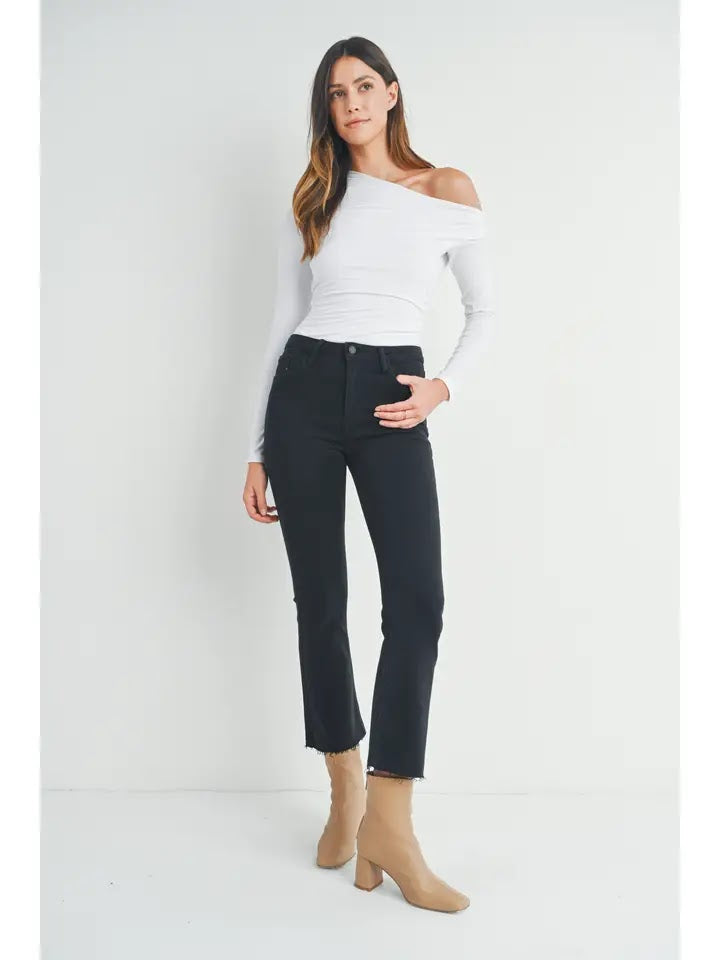 JUSTUSA HR Tonal Crop Flare Jean - Black