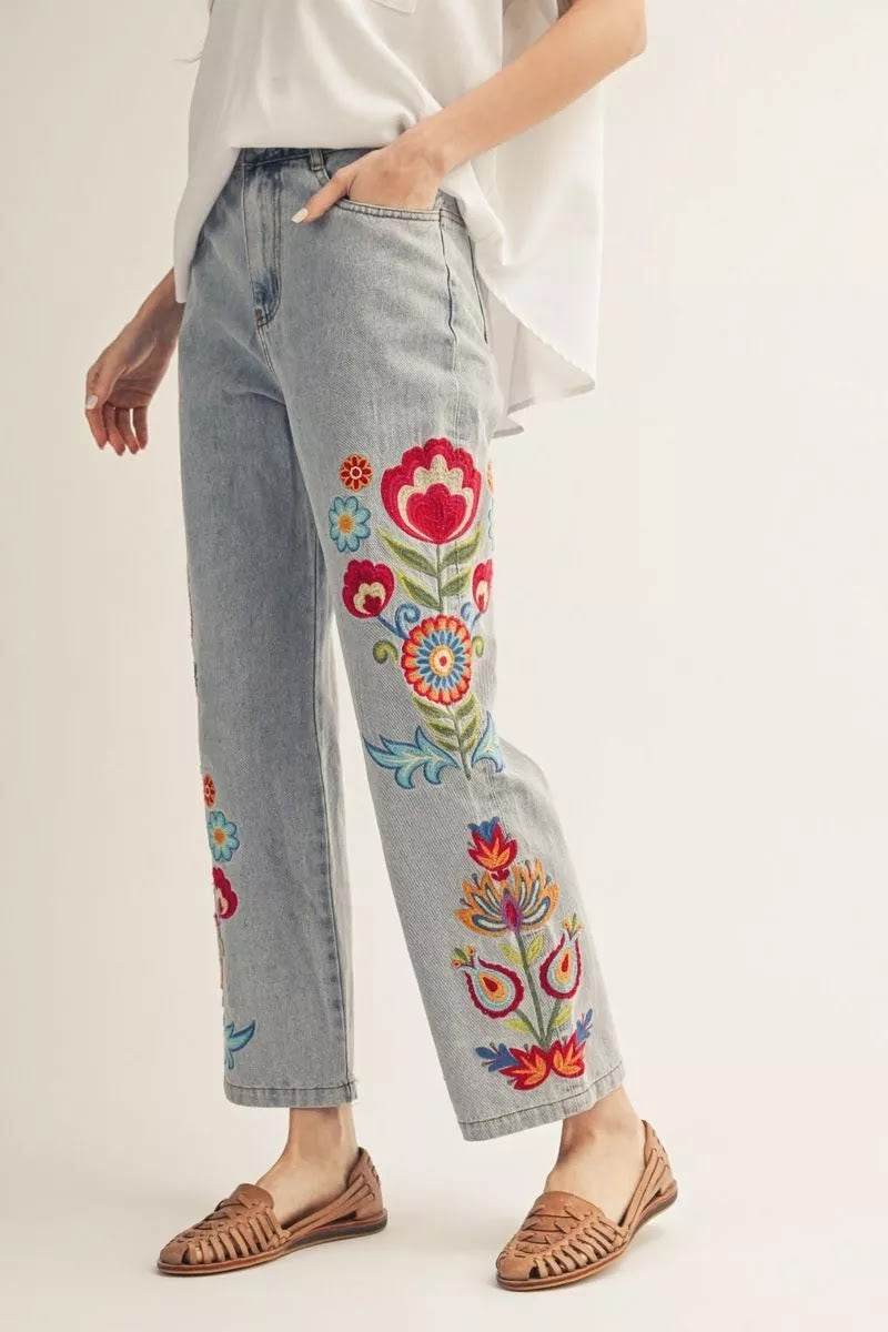Flower Power Jeans - Denim