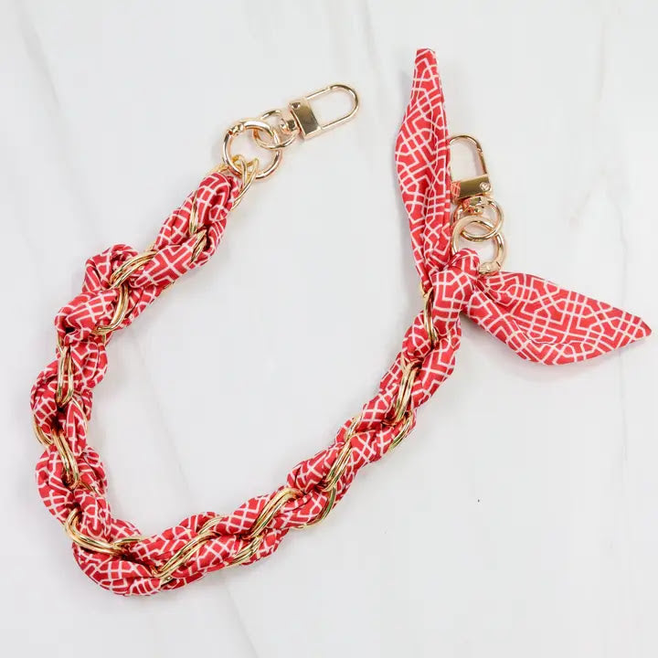 Serafina Scarf Purse Chain - Red White Geo