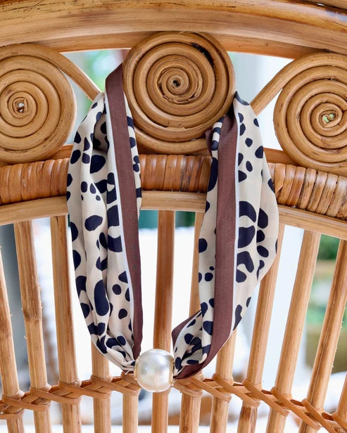 Pammie Pearl Scarf Necklace - Leopard