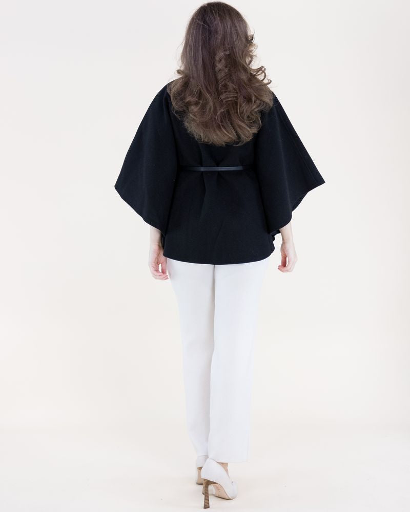 Funnel Neck Cape - Black