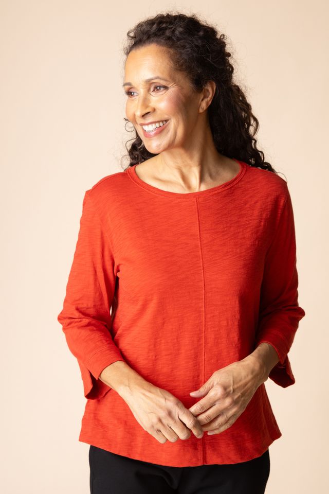 Cover Stitch Boat Neck Top - Sienna