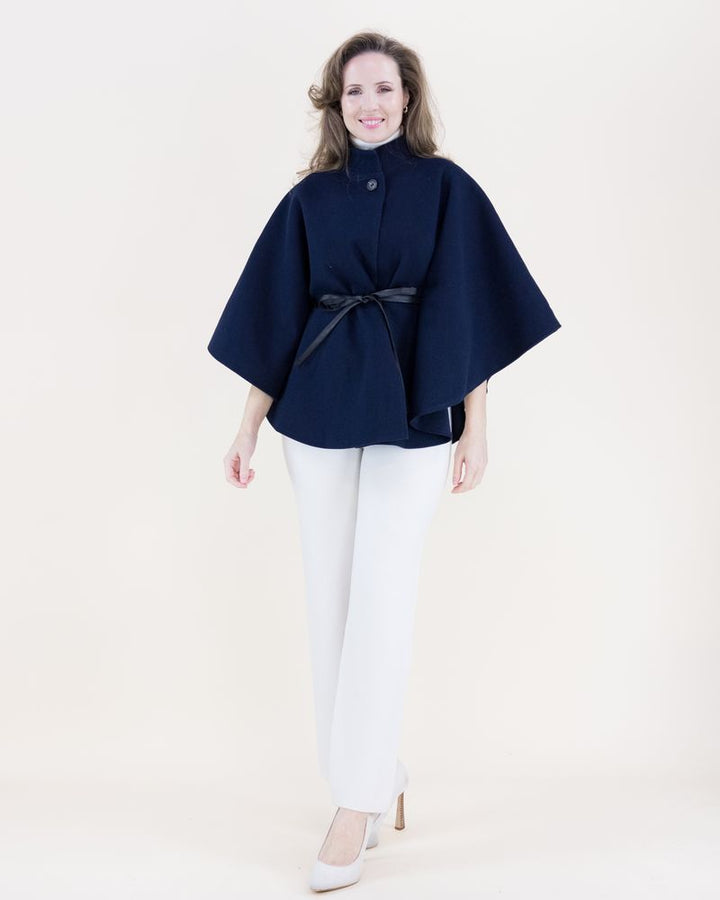 Funnel Neck Cape - Navy