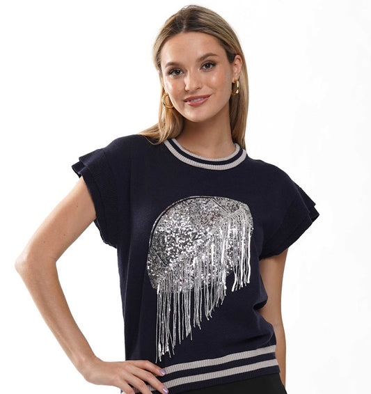 Game Day Top - Navy Silver