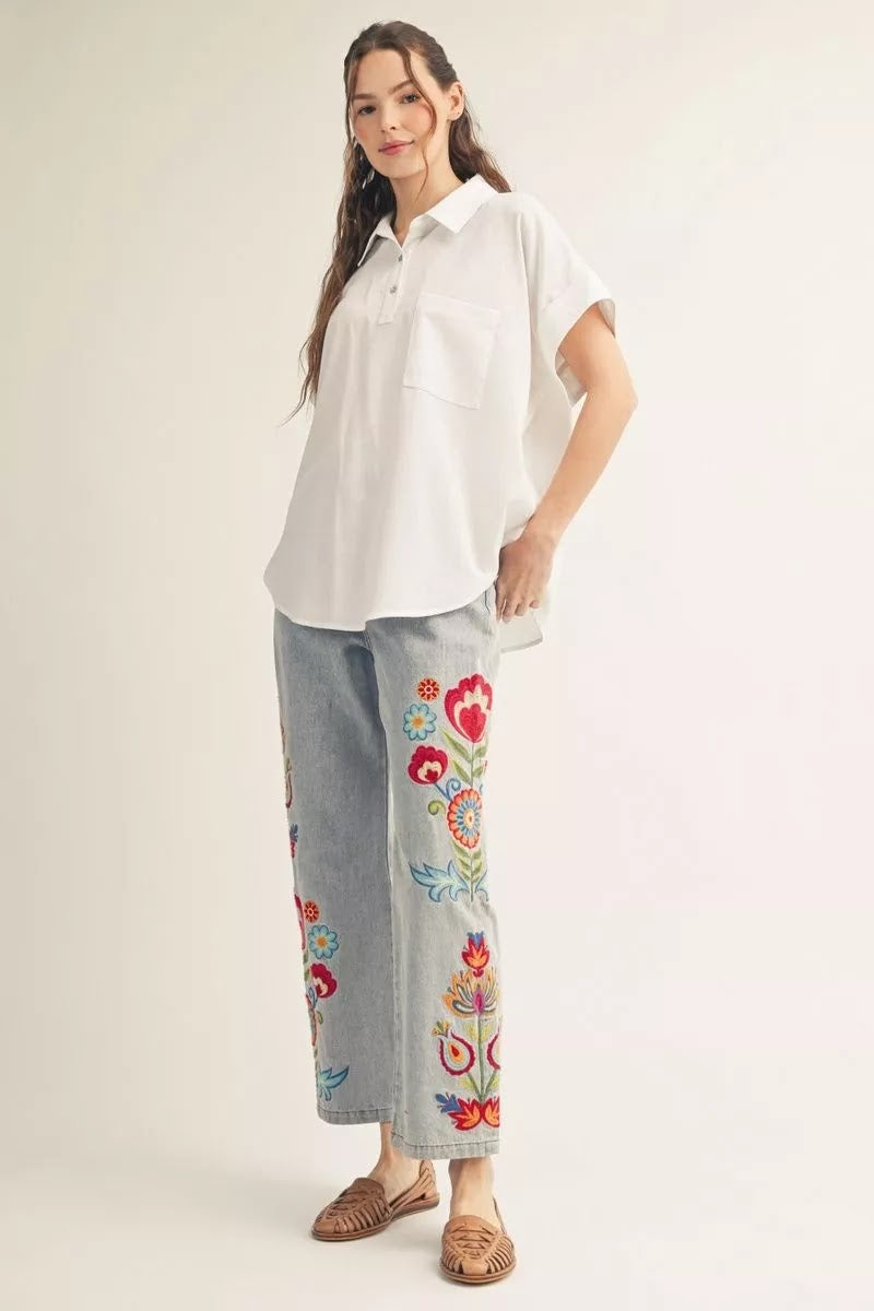 Flower Power Jeans - Denim