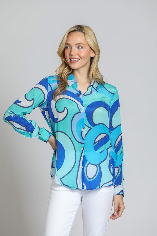 Watercolor Top - Blue Multi