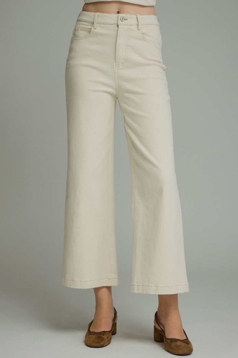 Ellie Wide Leg Pant - Ecru