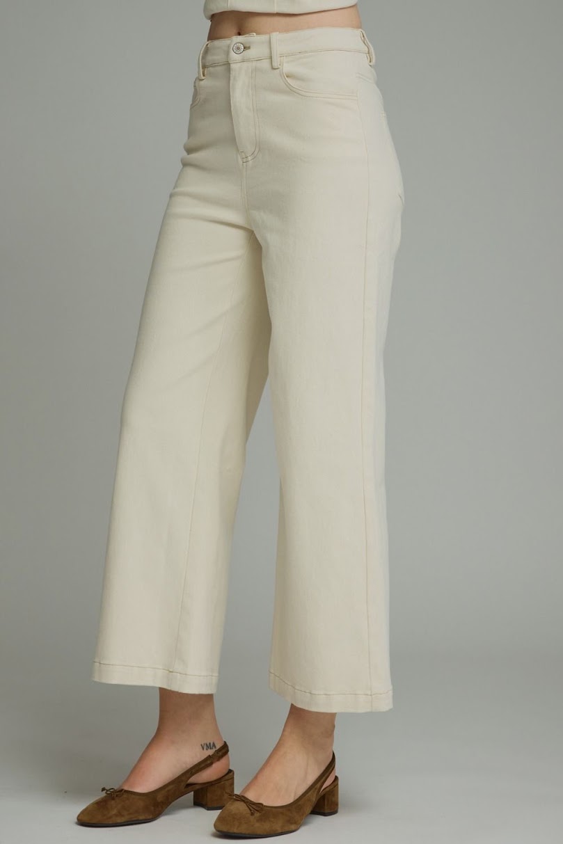 Ellie Wide Leg Pant - Ecru