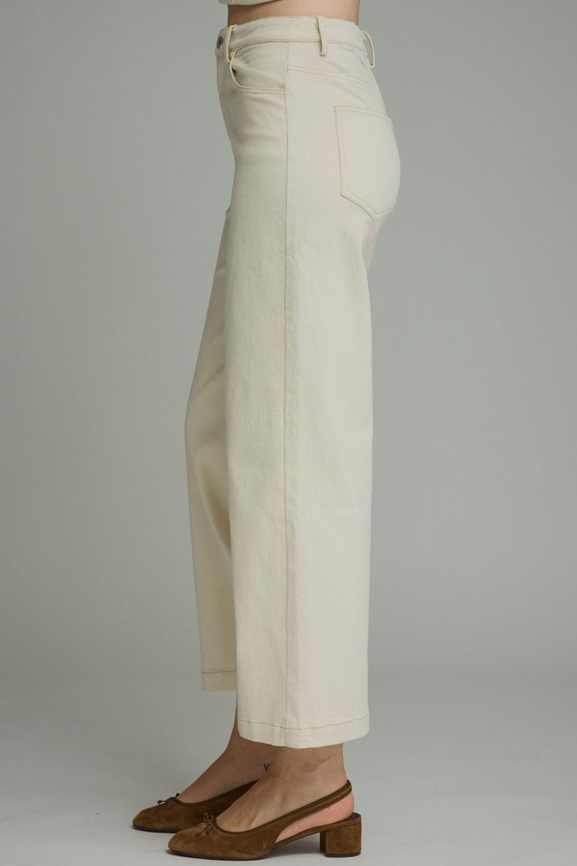 Ellie Wide Leg Pant - Ecru