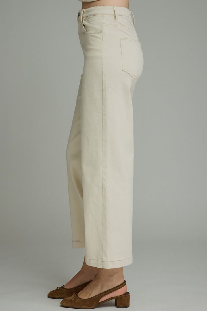 Ellie Wide Leg Pant - Ecru