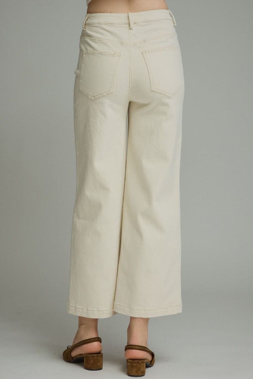 Ellie Wide Leg Pant - Ecru