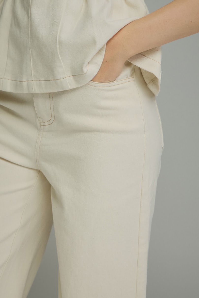 Ellie Wide Leg Pant - Ecru