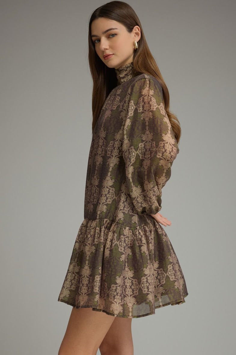 Sadie Mini Dress - Olive Brown