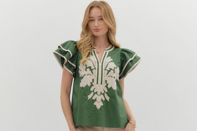 The Chrissy Blouse - Pine