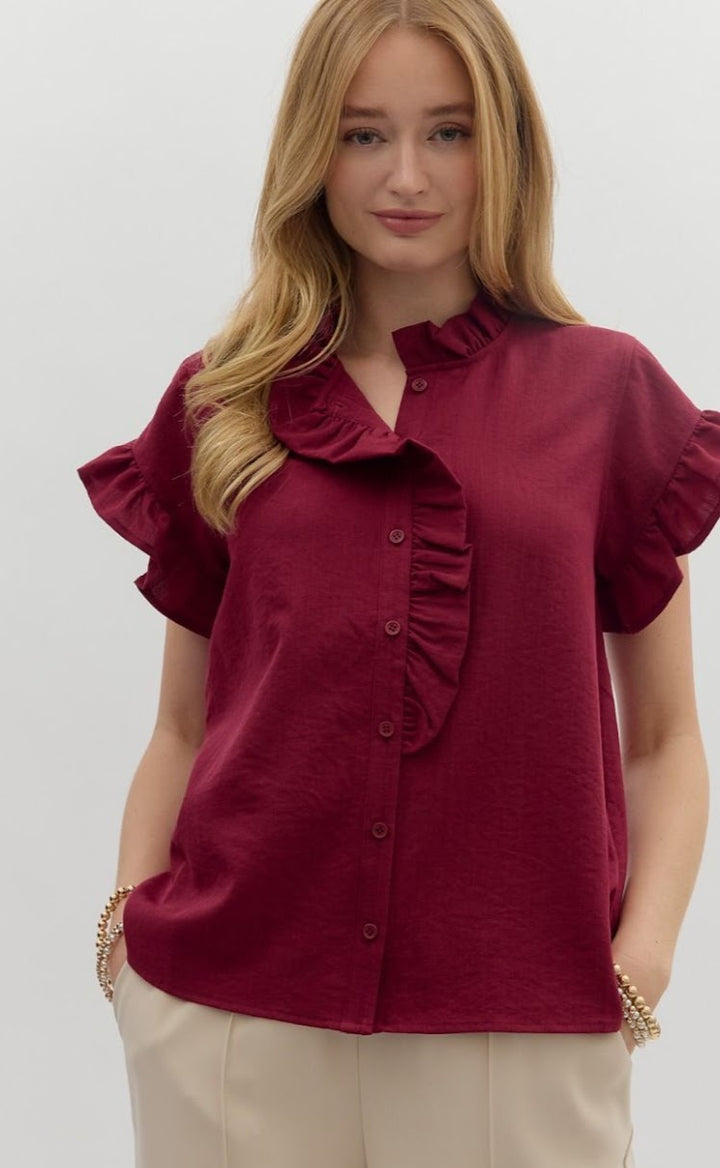 The Vivian Blouse - Burgundy