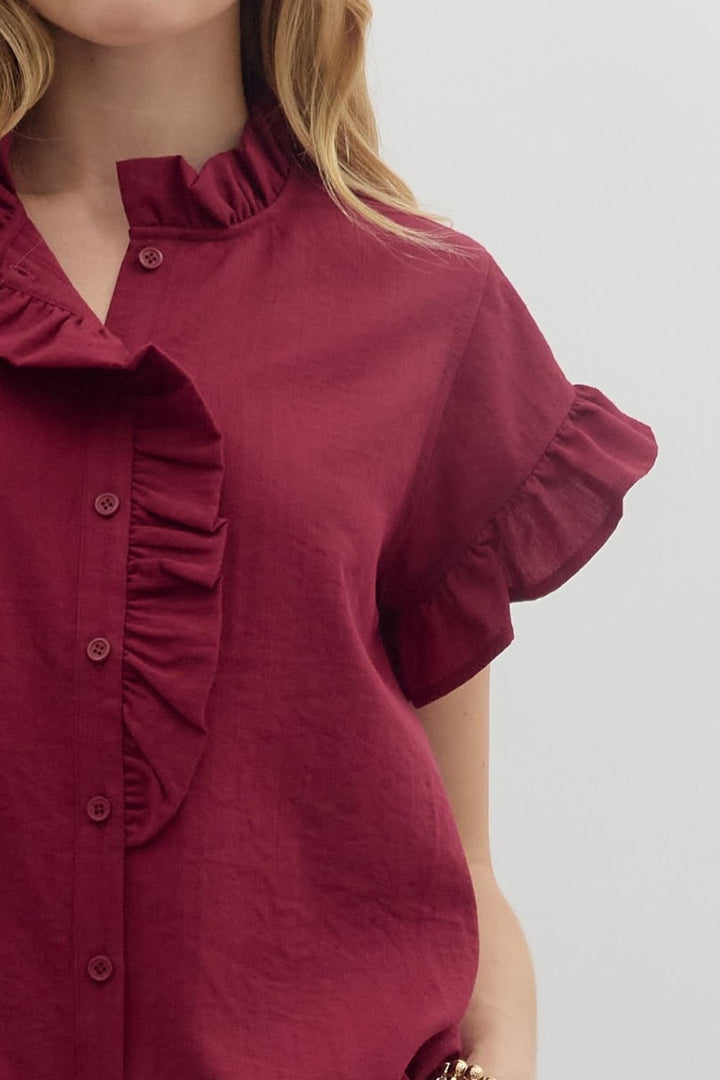 The Vivian Blouse - Burgundy