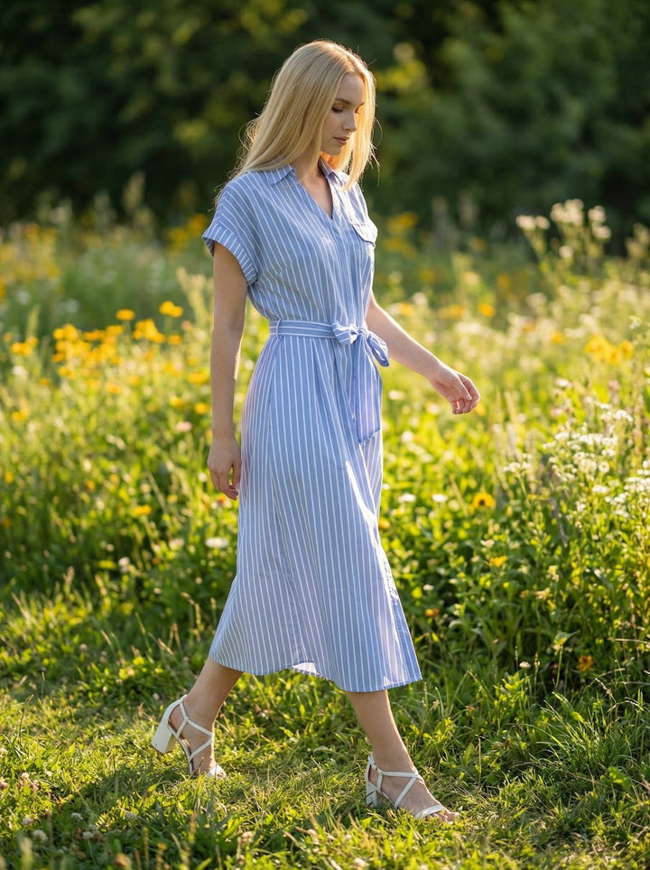 Monica Dress - Blue/Pink