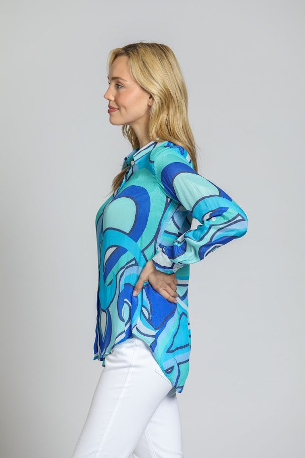 Watercolor Top - Blue Multi