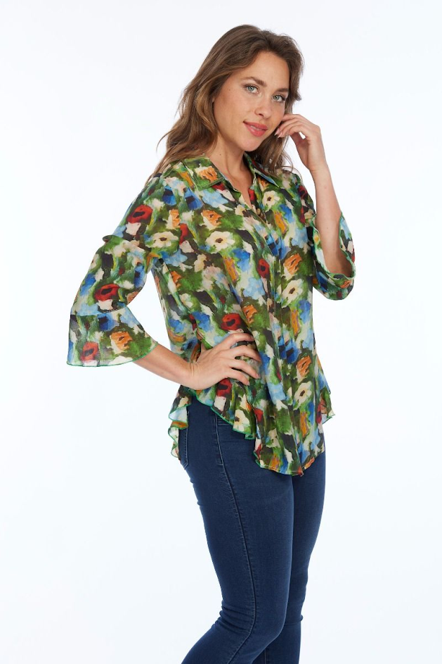 Happy Blouse - Green Floral