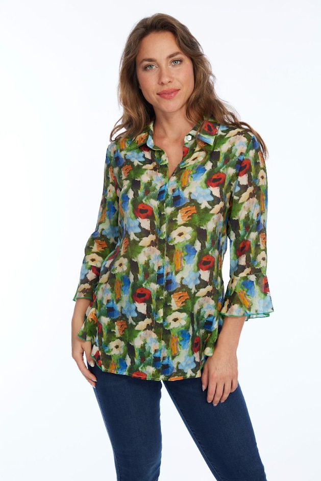 Happy Blouse - Green Floral