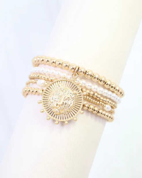 Carmen Coin Tiger Bracelet Set - Gold