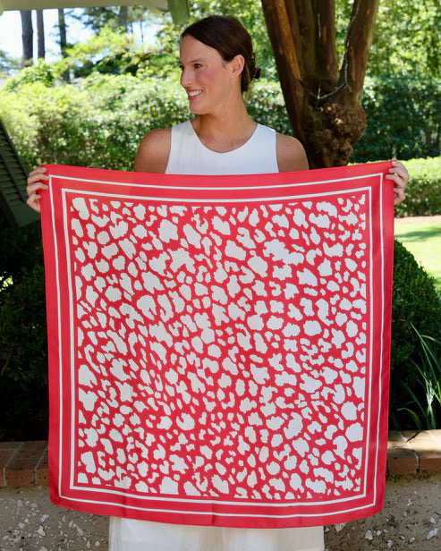 Lawson Large Leopard Scarf - Red White
