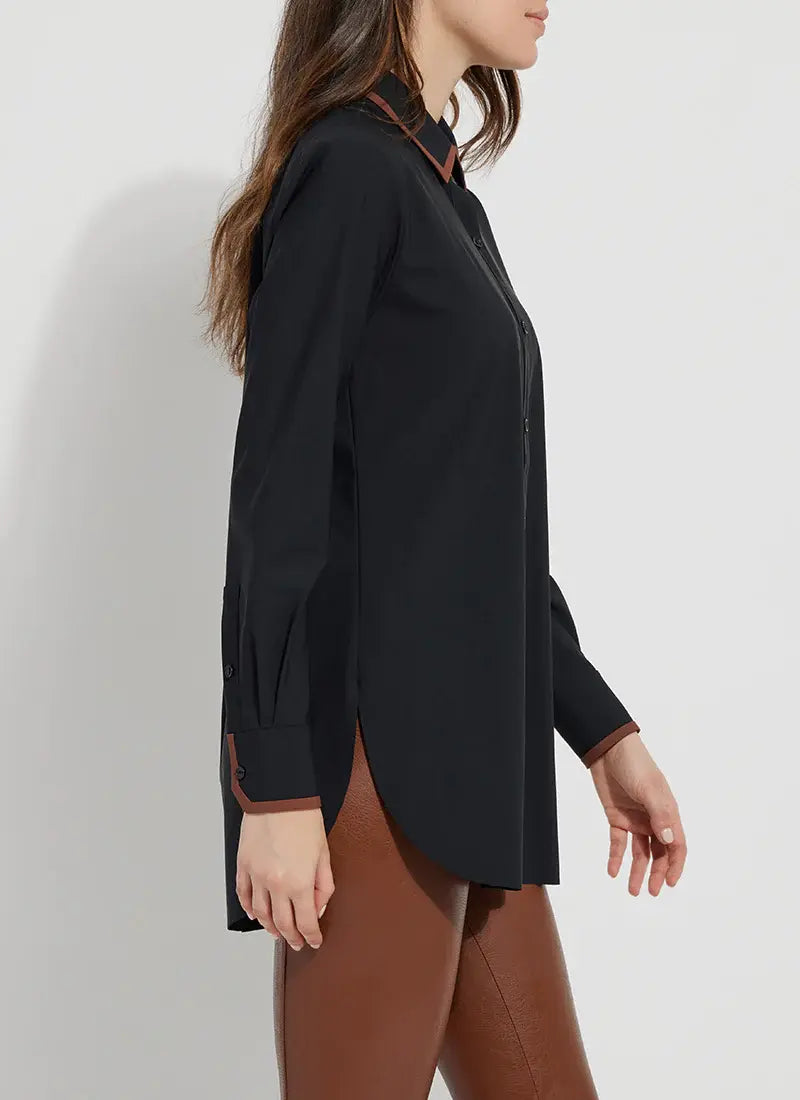 The Faye Contrast Top - Black