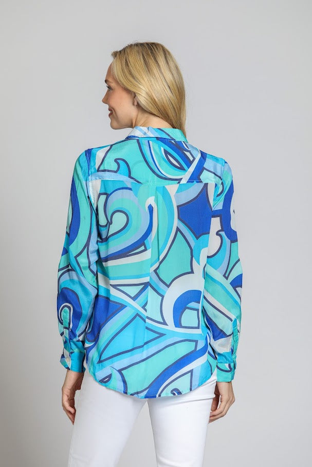 Watercolor Top - Blue Multi