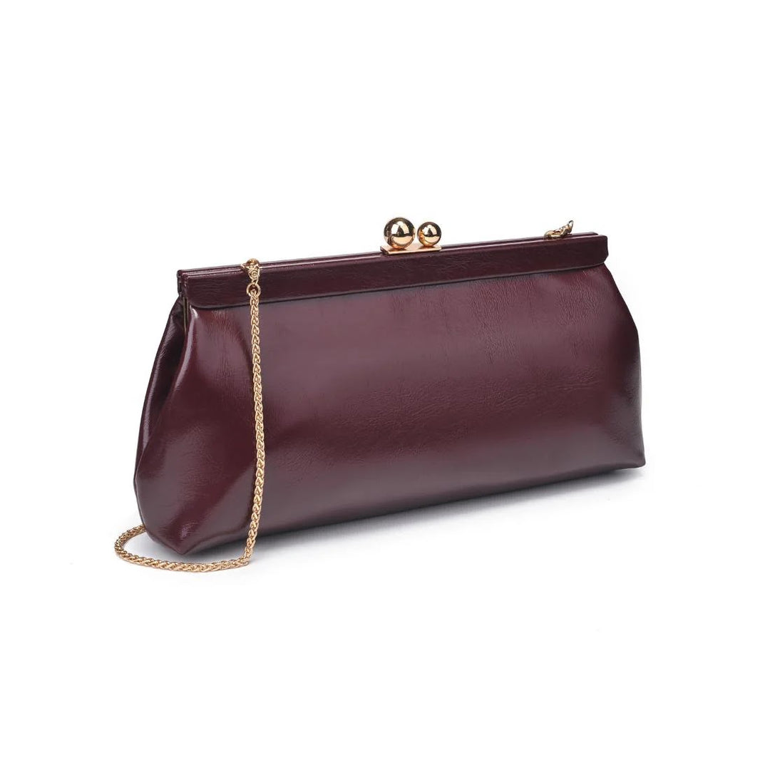 Joplin Kiss Lock Clutch - Burgundy