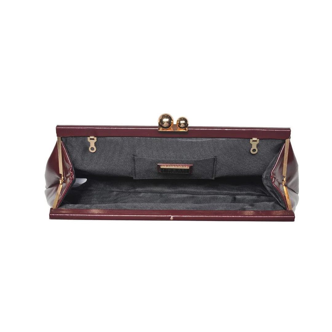 Joplin Kiss Lock Clutch - Burgundy