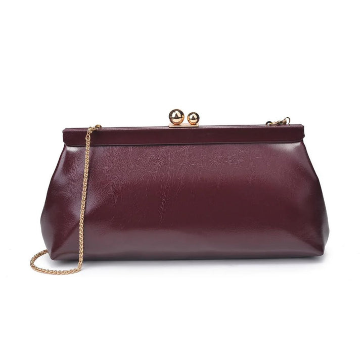 Joplin Kiss Lock Clutch - Burgundy