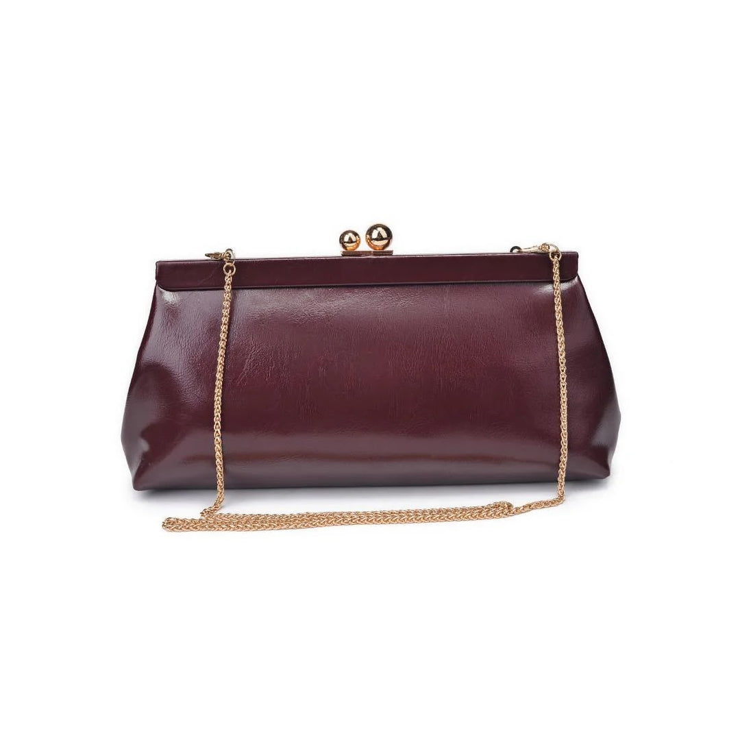 Joplin Kiss Lock Clutch - Burgundy