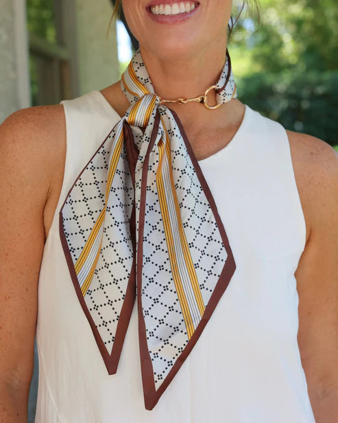Henley Horse Bit Buckle Scarf - Brown Gold