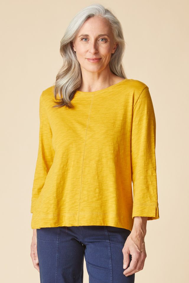 Cover Stitch Boat Neck Top - Honey
