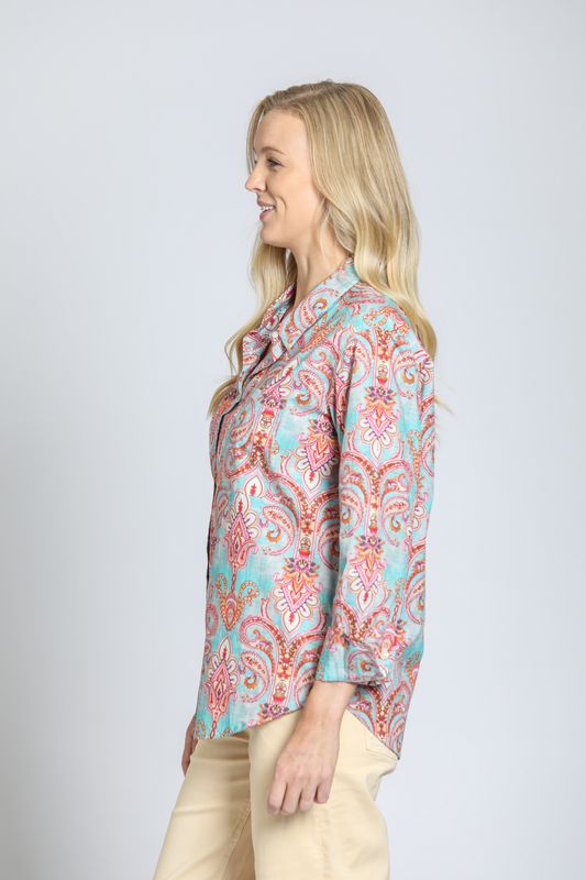 My Fun Boyfriend Top - Aqua Multi