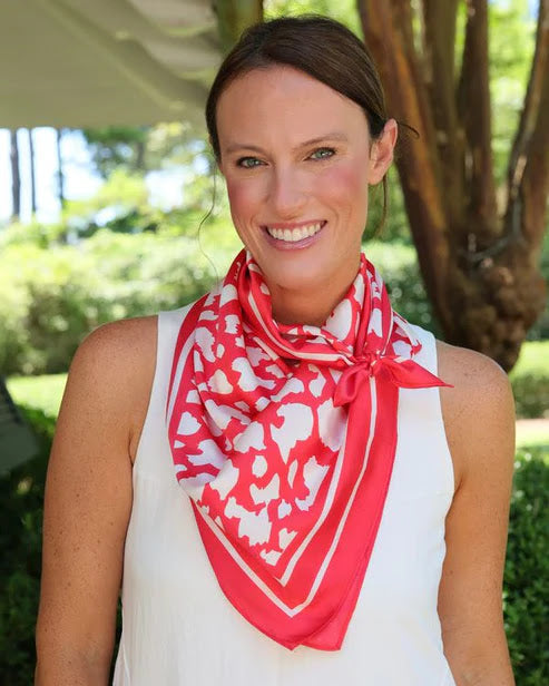 Lawson Medium Leopard Scarf - Red White