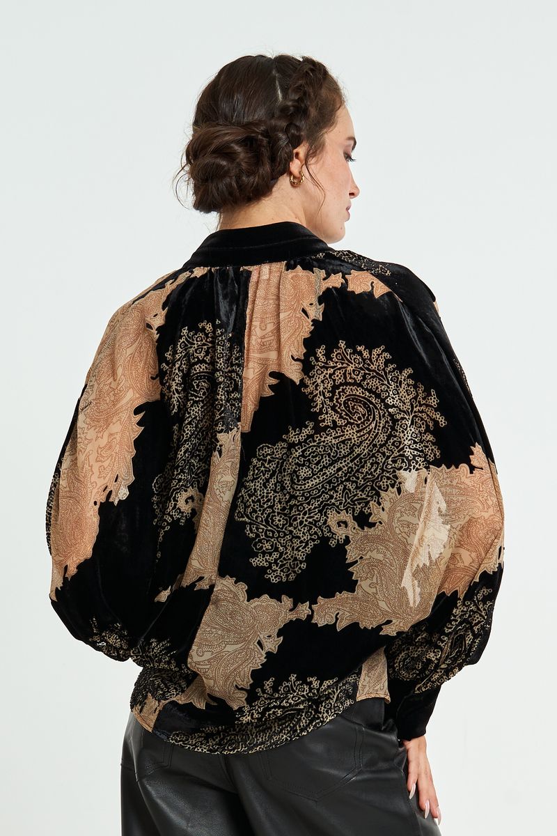Cassie Blouse - Tan/Black