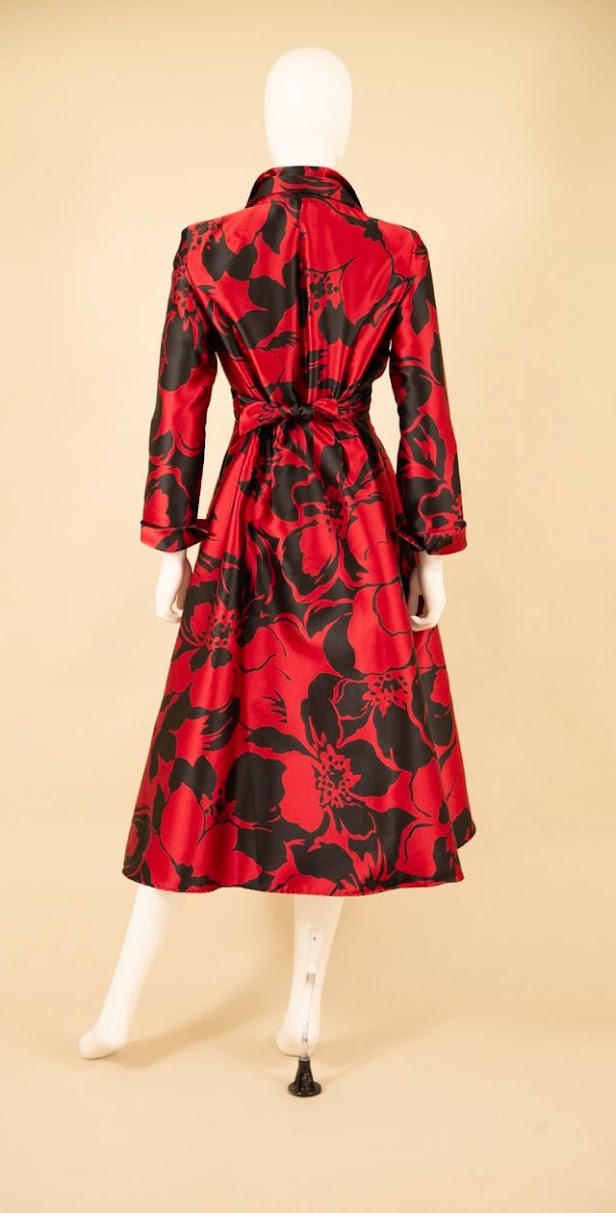 All About Brocade Dress - Black and Red