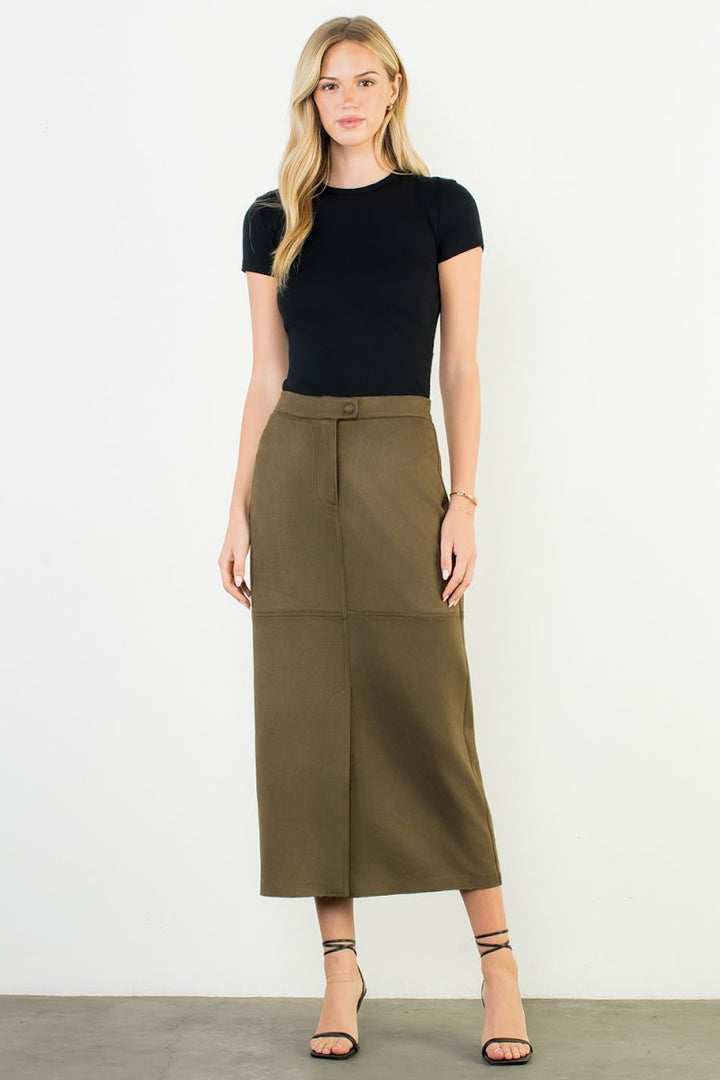 Lauren Midi Skirt VE - Olive