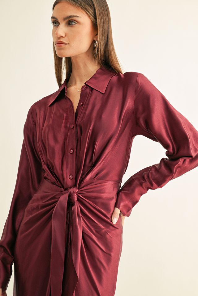 Kannon Midi Dress - Burgundy