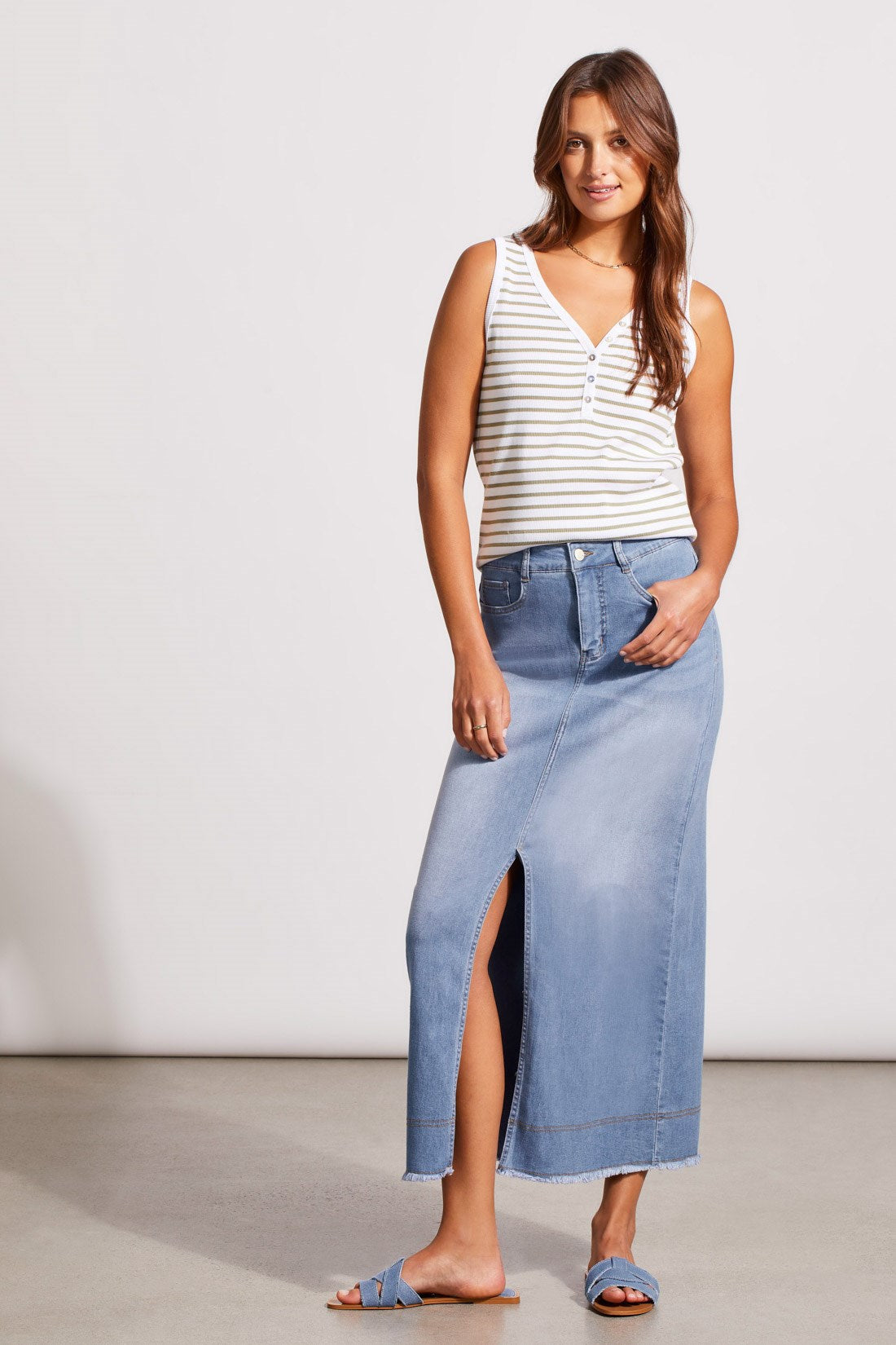 The Ann Denim Skirt - Sky Blue