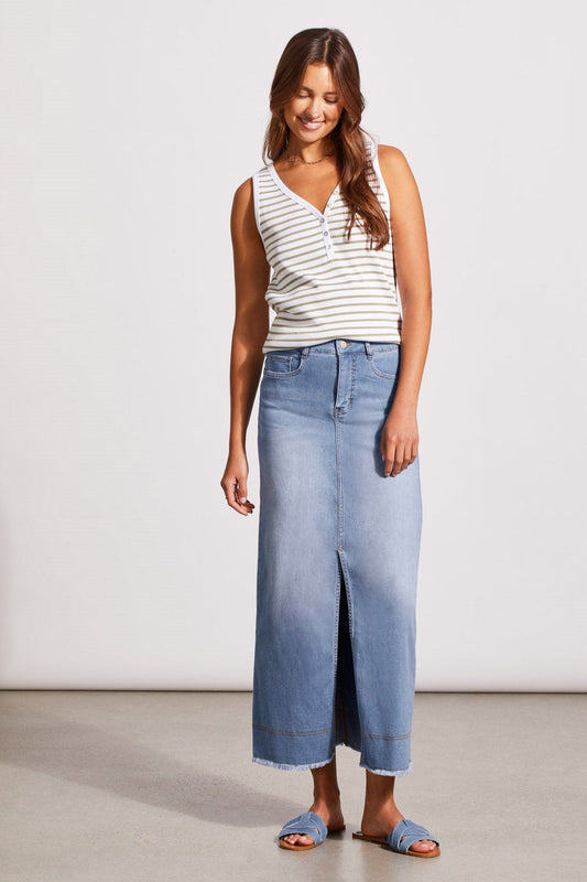 The Ann Denim Skirt - Sky Blue