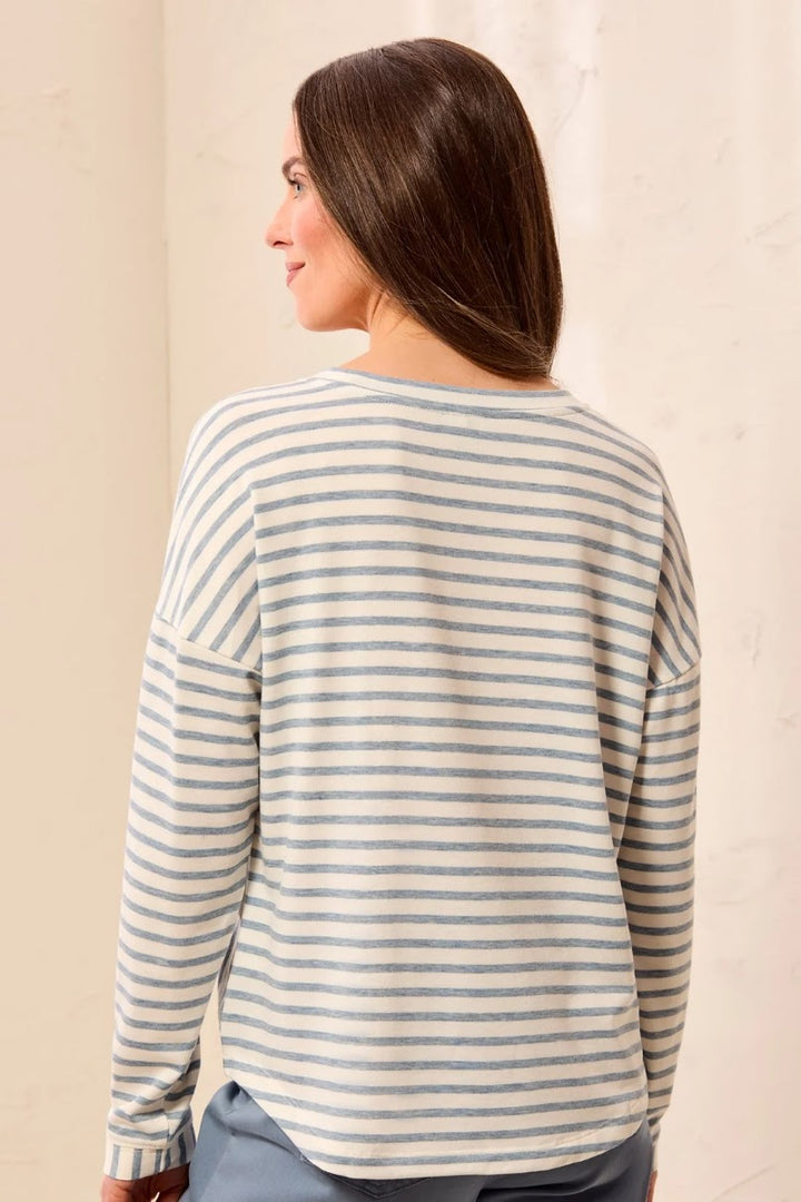 Cozy Crew Neck Top - Blue Fog