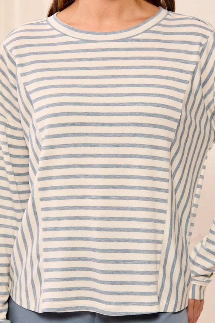 Cozy Crew Neck Top - Blue Fog