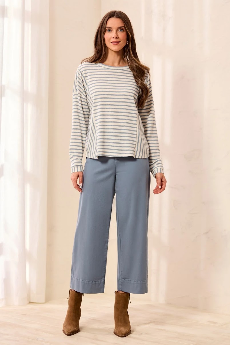 Cozy Crew Neck Top - Blue Fog